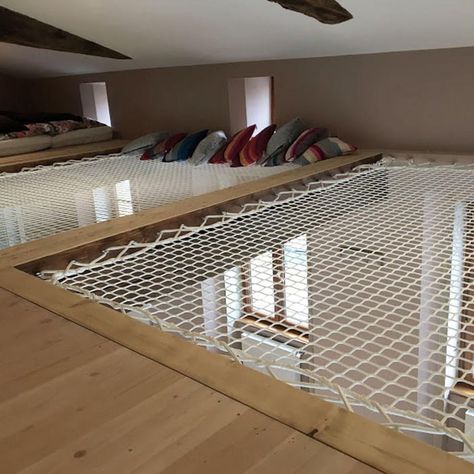 Floor netting hammock Hammock Floor, Loft Net, Mezzanine Ideas, Hammock Netting, Indoor Hammock, Hammock Bed, Dream Rooms, 인테리어 디자인, House Inspiration