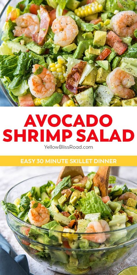 Avocado Shrimp Salad, Avocado Shrimp, Summertime Food, Cilantro Lime Vinaigrette, Gallbladder Diet, Recipes Mediterranean, Shrimp Avocado Salad, Greek Chicken Salad, Shrimp Salad Recipes