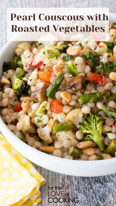 Couscous With Roasted Vegetables, Pearl Couscous Recipes, Roasted Vegetables Recipe, Pantry Recipe, Fridge Pantry, Vegetable Couscous, Pearl Couscous, Couscous Recipes, Couscous Salad