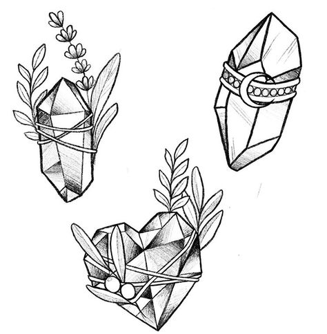 Crystal Sketch Drawings, Crystals Tattoo Design, Crystal Flash Tattoo, Witchy Crystal Tattoo, Crystals Tattoo Ideas, Crystal Drawing Ideas, Cristal Drawing, Small Crystal Tattoo, Witchy Drawings Art