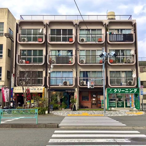 Japanese Apartment Complex Exterior, South Korean Architecture, Sci Fi House Exterior, Apartment Ideas Exterior, Japanese Apartment Exterior, Reference Building, Japanese Apartment Building, Apartment Reference, Apartment Building Design