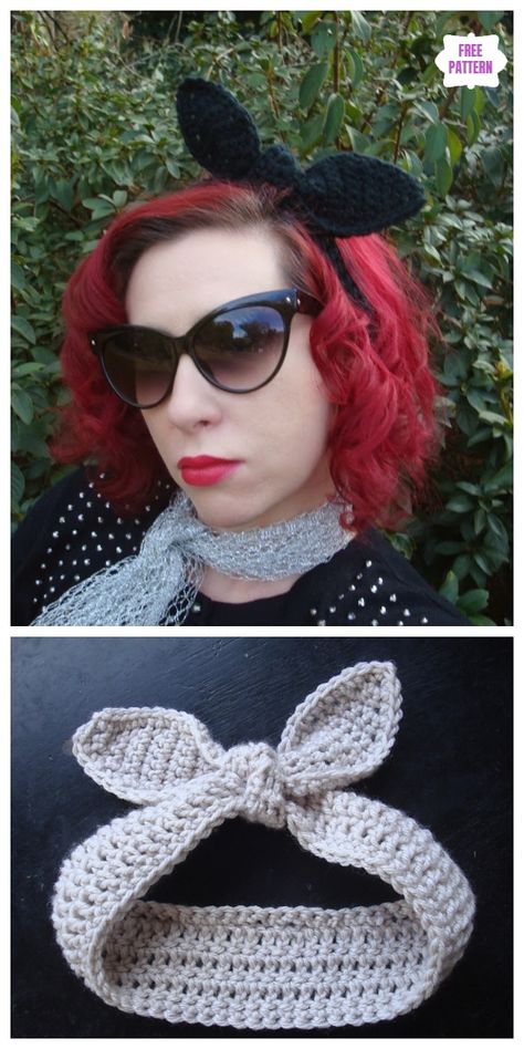 Crochet Bunny Ears Headband, Crochet Rabbit Ears Free Pattern, Crochet Bunny Headband, Crochet Rabbit Ears, Pompom Bunny, Crochet Clips, Easter Bunny Headband, Crochet Easter Bunny, Crochet Retro