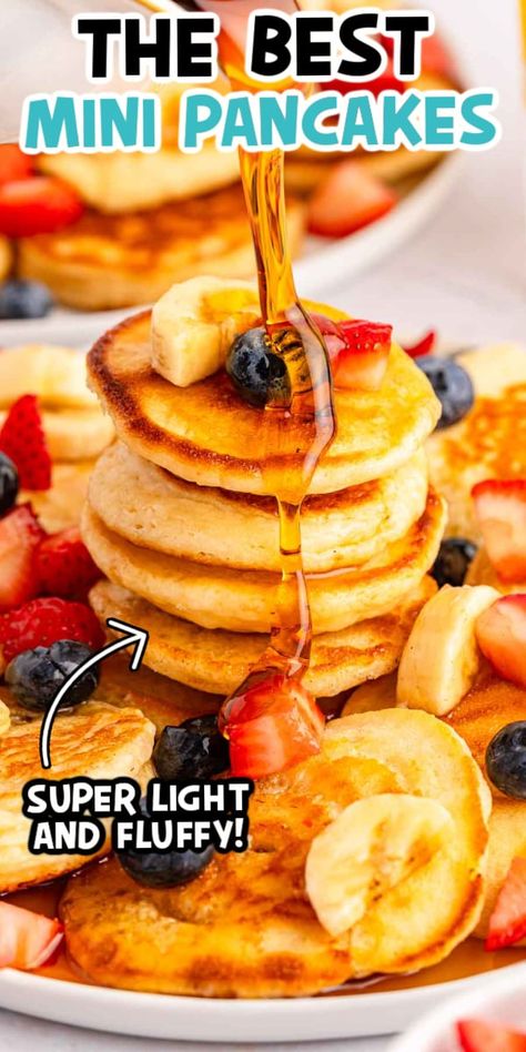 Mini Pancakes Ideas, Pancakes Ideas, Mini Pancakes Recipe, Mini Pancakes, Easy Party Food, Party Plan, Awesome Recipes, Brunch Party, Food For A Crowd