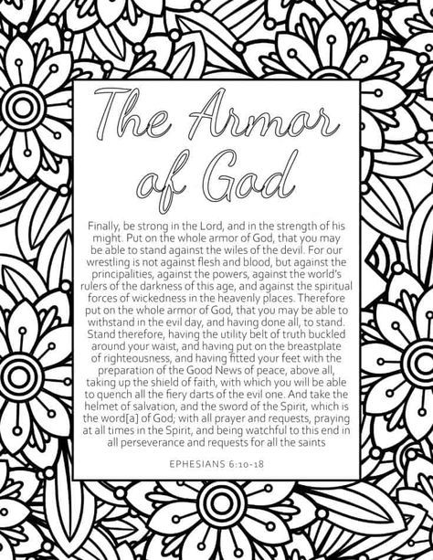 Printable Armor of God Coloring Page - My Printable Faith Armor Of God For Adults, Armour Of God Printable, Armor Of God Coloring Page, God Coloring Pages, Armor Of God Printable, Armor Of God Lesson, God Protects, Spiritual Battle, Christian Youth