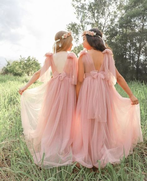 Arabella And Rose ™️ Est 2012 on Instagram: "Twinkle toes ✨💫⭐️ The Enchanted Rose Dusty Rose Dress, fluffy soft tulle sealed with a big bow 💗" Dusty Rose Flower Girl Dress, Girls Special Occasion Dresses, Girls Floral Dress, Dusty Rose Dress, Dusty Rose Color, Flower Girl Dresses Tulle, English Rose