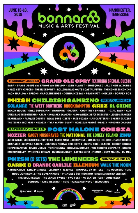 The 2019 Bonnaroo Lineup Is Its Weirdest in Years Vip Ticket, Summer Music Festivals, Music Festival Poster, Grand Ole Opry, Magic City, Childish Gambino, Music Fest, Edm Festival, Festival Costumes