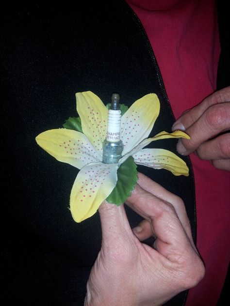 Boutonniere Ideas, Prom Ideas, Spark Plug, Boutonniere, Flower Crafts, Wedding Stuff, Ford Mustang, Floral Rings, Mustang