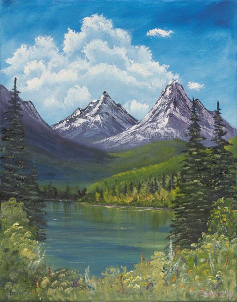 Landscape Painting Ideas For Beginners, Easy Landscape Painting Ideas, Easy Painting Ideas For Beginners, Easy Landscape Painting, Easy Canvas Painting Ideas, Snow Illustration, Landscape Painting Ideas, Easy Landscape, Easy Landscape Paintings