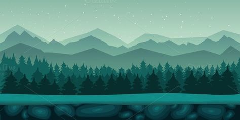 Night Game Background by VitaliyVill on @creativemarket 2d Game Background Landscapes, Forest Night Background, 2d Game Background, Landscape Aesthetic, Landscape Vector, Background Tile, Game 2d, Temple Photography, Map Template