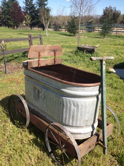 . Galvanized Containers, Tanks Modern, Galvanized Decor, Galvanized Tub, Water Trough, Wagon Wheels, Wheelbarrows, Old Wagons, Beverage Tub