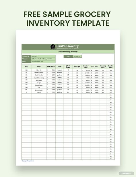 Grocery Excel Sheet, Google Sheets Inventory Template, Excel Inventory Templates, Stock Inventory Template, Grocery Inventory List, Grocery Inventory, Inventory List Template, Inventory Sheet, Inventory Template