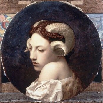 Jean-Léon Gérôme Head of a Woman with the Horns of a Ram 1853 Mythology Photoshoot, Jean Leon Gerome, Head Crown, A2 Poster, Female Head, Paul Klee, Popular Artists, Animal Posters, Wassily Kandinsky