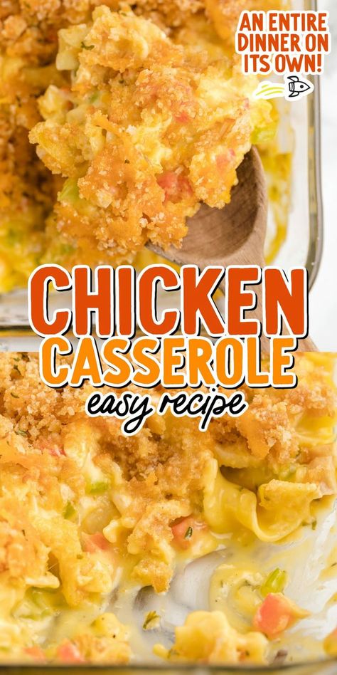 Chicken Casserole Ritz Cracker Crust, Easy Lasagna Casserole, Egg Noodle Dishes, Ritz Cracker Chicken Casserole, Ritz Chicken Casserole, Ritz Cracker Topping, Veggies And Chicken, Chicken And Egg Noodles, Baked Chicken Casserole