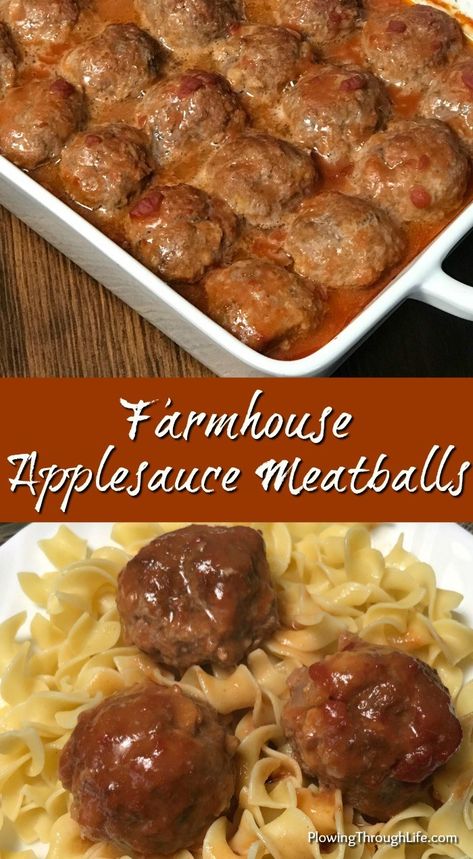 These Farmhouse Applesauce Meatballs are the best meatballs I’ve ever eaten! Our family loves the basic ingredients that that add a nice flavor and keep these meatballs moist! Applesauce Meatballs, The Best Meatballs, Best Meatballs, Meatball Recipes Easy, Tasty Meatballs, Apple Sauce Recipes, Amish Recipes, Beef Recipes Easy, Crockpot Recipes Slow Cooker