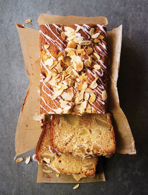 Pear Loaf Cake, Pear Loaf, Autumn Bakes, Almond Loaf, Cinnamon Loaf, Cinnamon Icing, Pear Cake, Loaf Cakes, Cinnamon Almonds