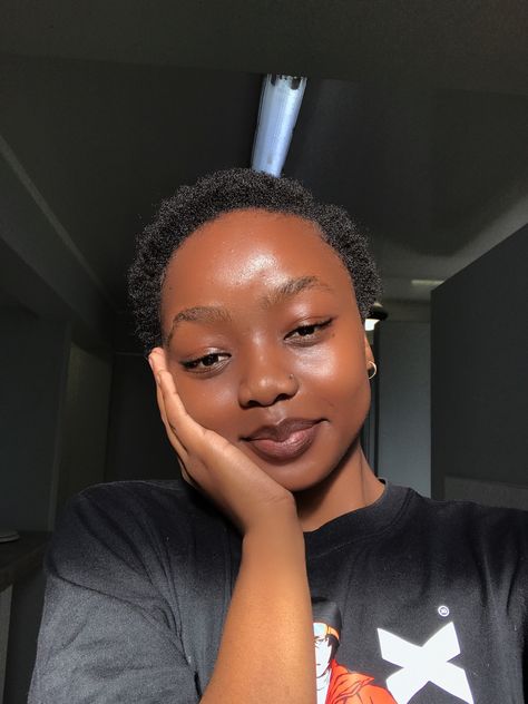 Clear Skin, Black Girl, Dark skin girls, short natural hair, big chop, 4b/c hair. 4b Big Chop, Big Chop 4c Hair, Short African Hairstyles, Short 4c Natural Hair, Blk Aesthetic, Mini Afro, Short 4c Hair, Big Chop Hairstyles, Big Chop Natural Hair