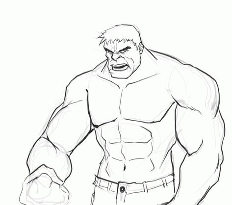 Hulk Sketch, Hulk Tattoo, Superhero Sketches, Avengers Drawings, Hulk Art, Drawing Superheroes, Hulk Comic, Easy Cartoon Drawings, Marvel Drawings