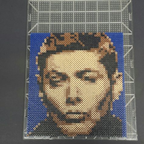 Dean Winchester #supernatural Perler Bead Supernatural, Supernatural Perler Beads, Supernatural Pixel Art, Crochet Supernatural, Supernatural Crafts, Dean Winchester Supernatural, Cross Stitch Sampler Patterns, Hamma Beads Ideas, Perler Creations