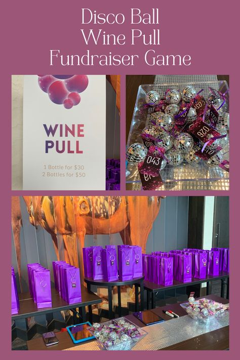 We love sharing fundraiser game ideas. A Disco Ball Wine Pull is a great one to try at your next fundraiser. This game would be perfect for a 70s or disco theme fundraiser. In this game, guests pay a set price to pick a disco ball. Bottles of wine are enclosed in numbered gift bags. Guests win the bottle of wine inside the bag that matches the number on the disco ball. For more wine pull ideas, check out our free e-book https://muradauctions.com/auction-resources/wine-pull-ebook/ Liquor Pull Fundraiser, Gift Card Pull Fundraiser, Wine Pull Fundraiser, Chamber Ideas, Wine Pull, Fundraiser Baskets, Fundraising Games, Gala Fundraiser, Dr Car