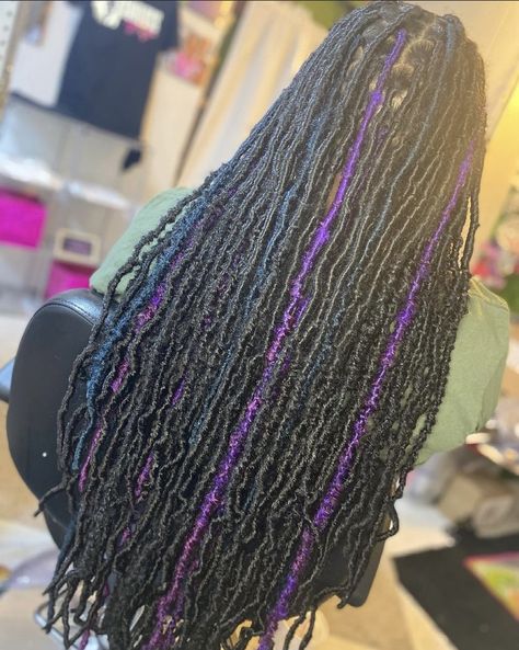 Black And Purple Soft Locs, Blue And Black Soft Locs, Long Faux Locs With Color, Peekaboo Faux Locs, Faux Locs With Color, Soft Locs With Color, Weave Hairstyles Braided, Soft Locs, Lil Girl Hairstyles