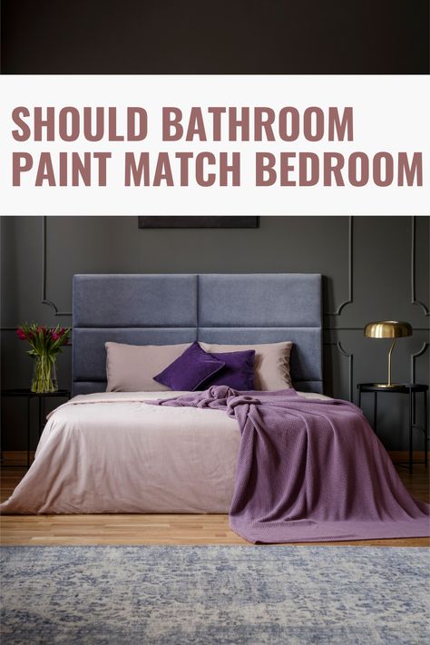 When choosing paint colors for your bedroom and bathroom, it's important to consider the tone you want to create. Want a relaxing oasis in your bathroom? Choose light blues or greens. Going for a more romantic look in your bedroom? Try deep pinks or purples. By considering the function of each room, you can make sure the colors you choose match the mood you're going for. Chocolate Brown Walls, Violet Bedroom, Coordinating Paint Colors, Violet Room, Bath Paint, Choosing Paint Colours, Choosing Paint, Bathroom Paint, Paint Color Schemes