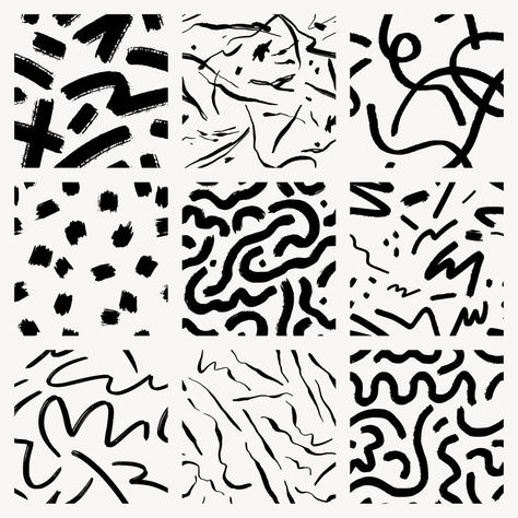 Black Memphis squiggle seamless pattern, abstract design set vector | premium image by rawpixel.com / Ning Scribble Pattern, Brush Pattern, Midnight Club, Memphis Pattern, Minimal Patterns, Scribble Art, Pattern Black And White, Awesome Designs, Black And White Pattern