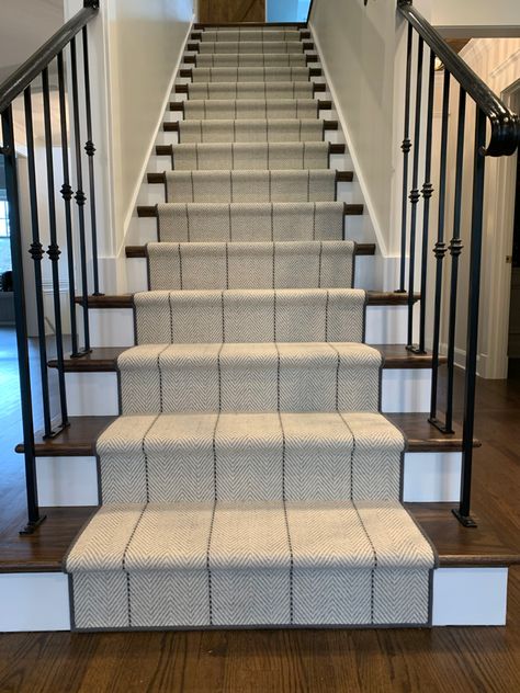 This striped wool piece by Kaleen is a customer favorite.  A classic that is always in style! Colonial Stair Runner, Stripe Stair Runner, Stairway Runners, Entryway Refresh, Staircase Runners, Railing Makeover, Foyer Makeover, Peter Island, Stair Carpets