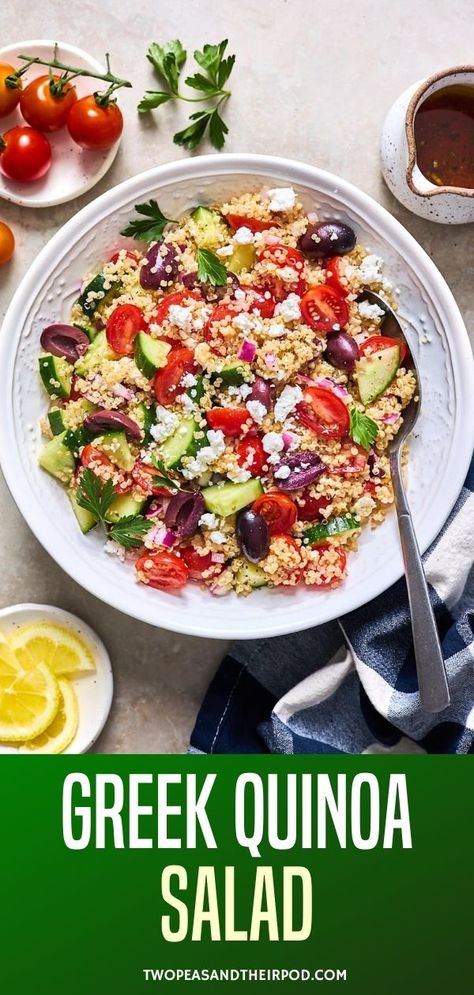 Greek Quinoa Salad Simple Quinoa, Greek Quinoa, Recipes Greek, Salad Quinoa, Greek Quinoa Salad, Quinoa Recipes Healthy, Salad For Dinner, Quinoa Salad Recipe, Healthy Quinoa