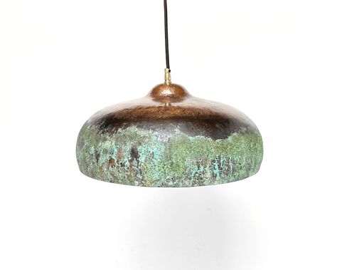 Green Patina Pendant Light , Black Copper Kitchen Island Lighting Copper Dome Pendant Light, Black And Copper Kitchen, Drum Pendant Lighting, Lake House Kitchen, Dome Pendant Lighting, Copper Pendant Lights, Copper Lighting, Copper Kitchen, Black Pendant Light