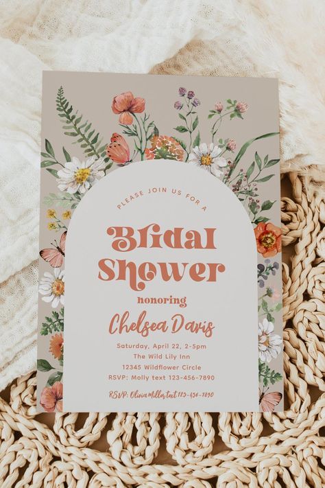 Wildflower Bridal Shower Invitation | Bridal Wedding Announcement Cards, Wedding Announcement, Shower Supplies, Announcement Cards, Wedding Announcements, Shower Design, Party Shop, Bridal Shower Invitations, Shower Invitation