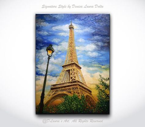 Tower Painting, Torre Eiffel Paris, Eiffel Tower Painting, Painting Paris, Eiffel Tower Art, Colour Drawing, Original Canvas Art, Paris Painting, Drawings Ideas