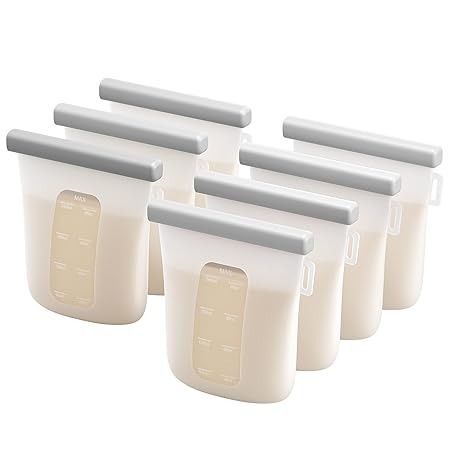 Amazon.com: Nuliie 7 Pcs Silicone Breastmilk Storage Bags Reusable, 8oz/240ml Double Leak-Proof Breastmilk Freezer Bags, BPA Free Self-Standing Milk Bags for Breastfeeding, Baby Food Pouches : Baby Baby Food Pouches, Breastfeeding Baby, Baby Food Pouch Recipes, Breastmilk Storage Bags, Bagged Milk, Breastmilk Storage, Freezer Bags, Food Pouch, Baby Necessities