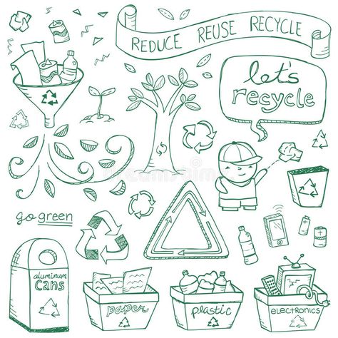 Earth Day Projects, Aluminum Cans, Reduce Reuse Recycle, Doodle Illustration, Reduce Reuse, Photoshop Effects, Recycle Trash, Reuse Recycle, Cute Little Drawings