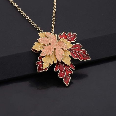 Leaf Clothing, Leaf Accessories, Maple Leaf Necklace, Solid Necklace, Holiday Necklace, Canadian Maple, Necklace Display, Swarovski Necklace, Autumn Leaf