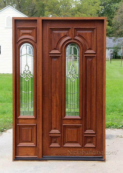 Mahogany Exterior Doors, Mahogany Door, Mahogany Entry Doors, Mahogany Wood Doors, Entry Door Designs, Solid Wood Door, Exterior Entry Doors, Double Doors Exterior, Door Design Photos