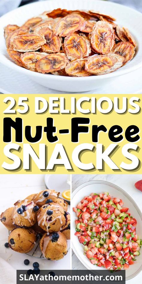 These nut-free snacks are perfect for kids and adults alike. #nutfree #nutallergy #nonuts #recipes #kidssnacks #snackideas #slayathomemother Protein Snacks For Kids, Snacks To Try, Nut Free Snacks, Energy Bars Recipe, Healthy Snack Bars, Healthy Protein Snacks, Healthy Nuts, Nut Free Recipes, Nut Snacks