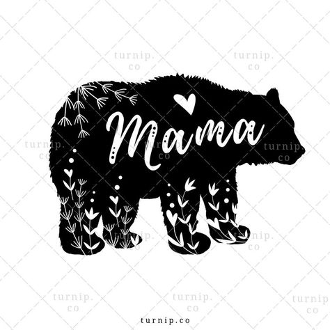 Mama Bear Clipart Sublimation Design Graphic - http://turnipco.blogspot.com/2019/05/mama-bear-clipart-sublimation-design.html Bear Decal, Anchor Monogram, Online Web Design, Store Banner, Black And White Face, Burlap Sacks, Bear Clipart, Bear Tattoo, Clipart Silhouette