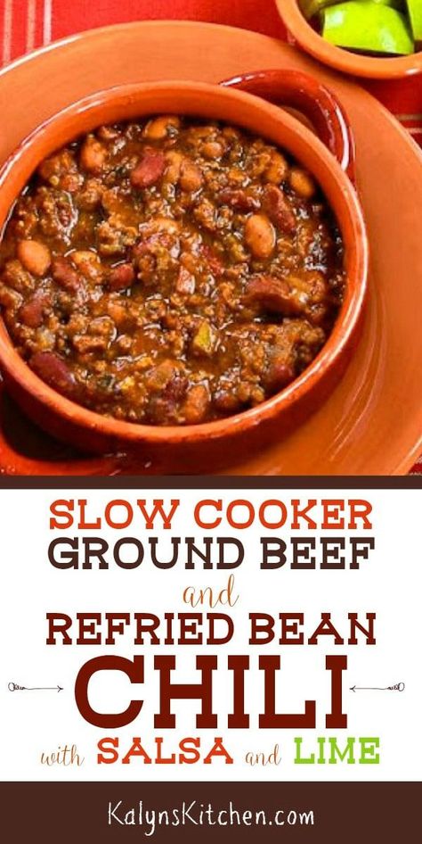 Chili With Salsa, Slow Cooker Ground Beef, Refried Bean, Easy Chili, Chili Recipe Easy, Bean Chili, Slow Cooker Chili, Beef Chili, Super Bowl Sunday