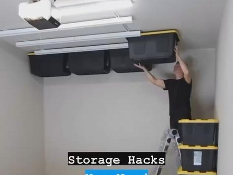 Hanging Totes From Ceiling, Cabinet Cleaner, Box Ceiling, Table For 12, Most Comfortable Bed, Storage Totes, Cool Couches, Ceiling Storage, Tool Storage Diy