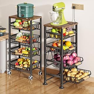 Veggie Basket, Pantry Closet Design, Basket For Kitchen, Onion Storage, Vegetable Rack, Pantry Containers, Produce Storage, Vegetable Snacks, Kitchen Storage Cart