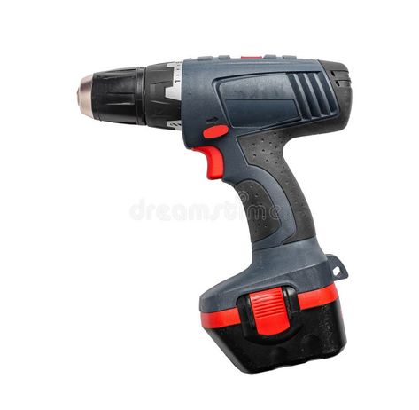 Drilling equipment, electric driller tool, cordless screwdriver construct. White battery isolated royalty free stock photography Cordless Screwdriver, Stock Photography Free, Screwdriver, Stock Photography, Royalty, Royalty Free, Stock Images, Electricity, Repair