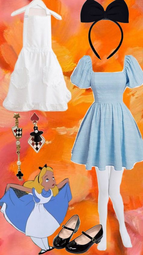 alice in wonderland costume Alice And Wonderland Outfit Ideas, Alice In Wonderland Dress Ideas, Modern Alice In Wonderland Outfit, Alice In Wonderland Disneybound, Modern Alice In Wonderland, Wonderland Outfit, Wonderland Halloween, Alice In Wonderland Outfit, Alice In Wonderland Dress