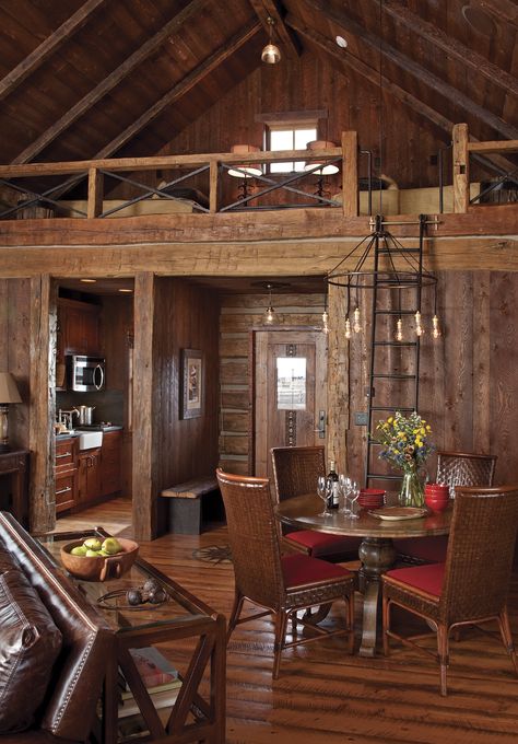 Rustic Small Cabin, Rustic Cabin Interior, Rustic Cabin Furniture, Rustic Wooden Bed, Small Cabin Interiors, Cabin Loft, Cabin Interior Design, Rustic Loft, Cabin Furniture