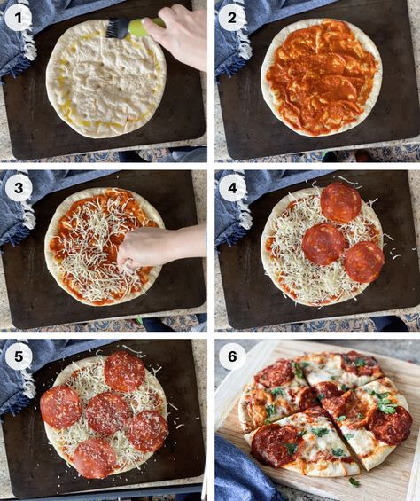 How To Make Pizza With Frozen Premade Pizza Crust Pizza On Premade Crust, Personal Pizza Recipe, Naan Pizza Recipes, Flatbread Pizza Recipes, Pizza Homemade, Naan Pizza, Diy Pizza, Pineapple Pizza, Pizza Sandwich