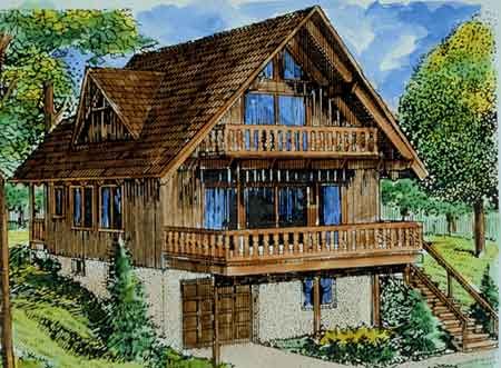 The Aspen 1293 - 3 Bedrooms and 2.5 Baths | The House Designers Chalet House Plans, Log Cabin House, Log Home Plans, A Frame House Plans, Cottage Style House Plans, Cabin Floor Plans, Cabin House, Cabin House Plans, Lake House Plans