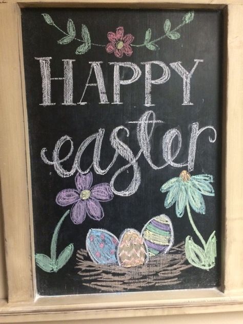 Easter chalkboard #easter #chalkboardcreations Easter Chalkboard Art, Spring Chalkboard Art, Chalkboard Crafts, Spring Chalkboard, Chalkboard Art Quotes, Easter Chalkboard, Chalkboard Wall Art, Blackboard Art, Easter Drawings