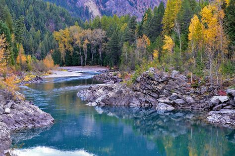 Middle Fork of the Flathead River near the old Belton Bridge. — at Glacier National Park. Montana National Parks, Glacier National Park Montana, Glacier Park, Autumn Scenery, Take Better Photos, Glacier National, Glacier National Park, Yosemite National Park, Grand Canyon