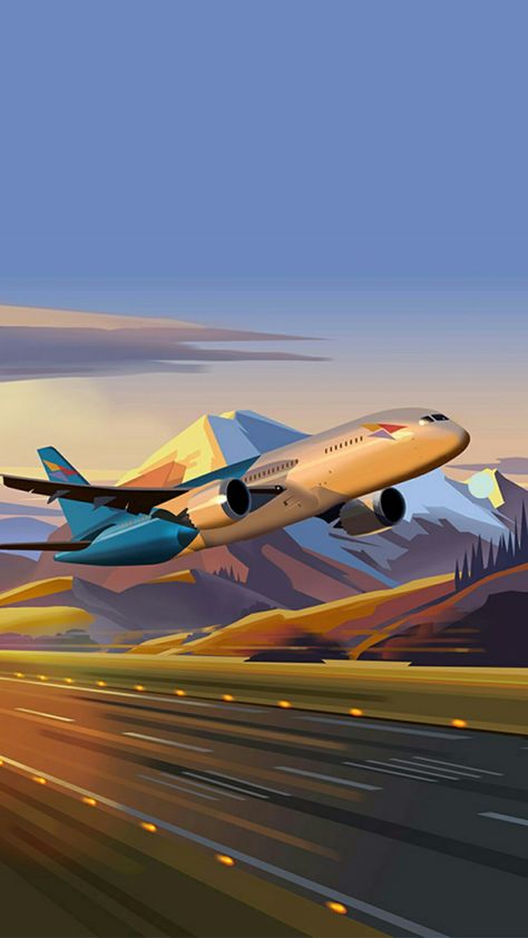 Aviation Art Illustrations, Airplane Illustration Art, Pilot Illustration, Wallpaper Airplane, 2d And 3d Animation, Airplane Illustration, Airplane Painting, Cartoon Airplane, Airplane Wallpaper