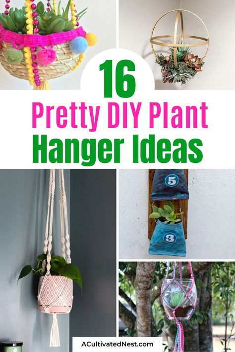 16 Pretty DIY Plant Hangers- Discover stunning DIY plant hanger projects that blend style and functionality, perfect for indoor and outdoor spaces. From simple macramé designs to innovative upcycled treasures, elevate your home's greenery in a snap! | #DIYPlantHangers #HomeDecor #diyProjects #indoorGardening #ACultivatedNest Beaded Plant Hangers Diy, Plant Basket Diy, Diy Plant Hangers, Diy Plant Hanger Easy, Baskets Diy, Hanging Plants Diy, Diy Hanging Planter, Make From Scratch, Diy Herb Garden