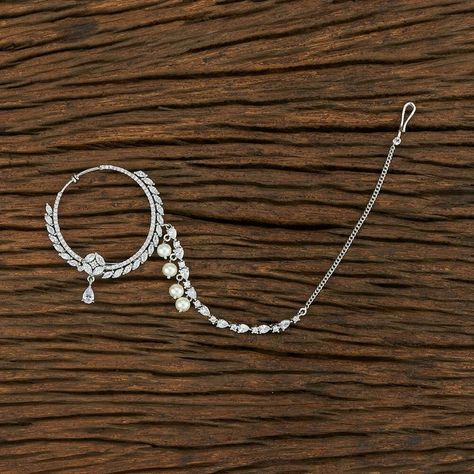 Diamond Nose Ring Indian, Silver Nath, Nose Ring Diamond, Nose Ring With Chain, Nose Ring Indian, Ring With Chain, Bridal Nose Ring, Diamond Nose Ring, Ring Indian